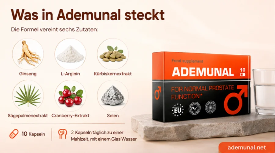 Ademunal — kapsle a šest složek receptury