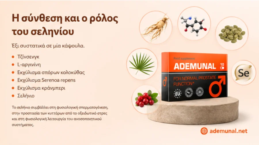 Ademunal — капсула и шестте съставки на формулата